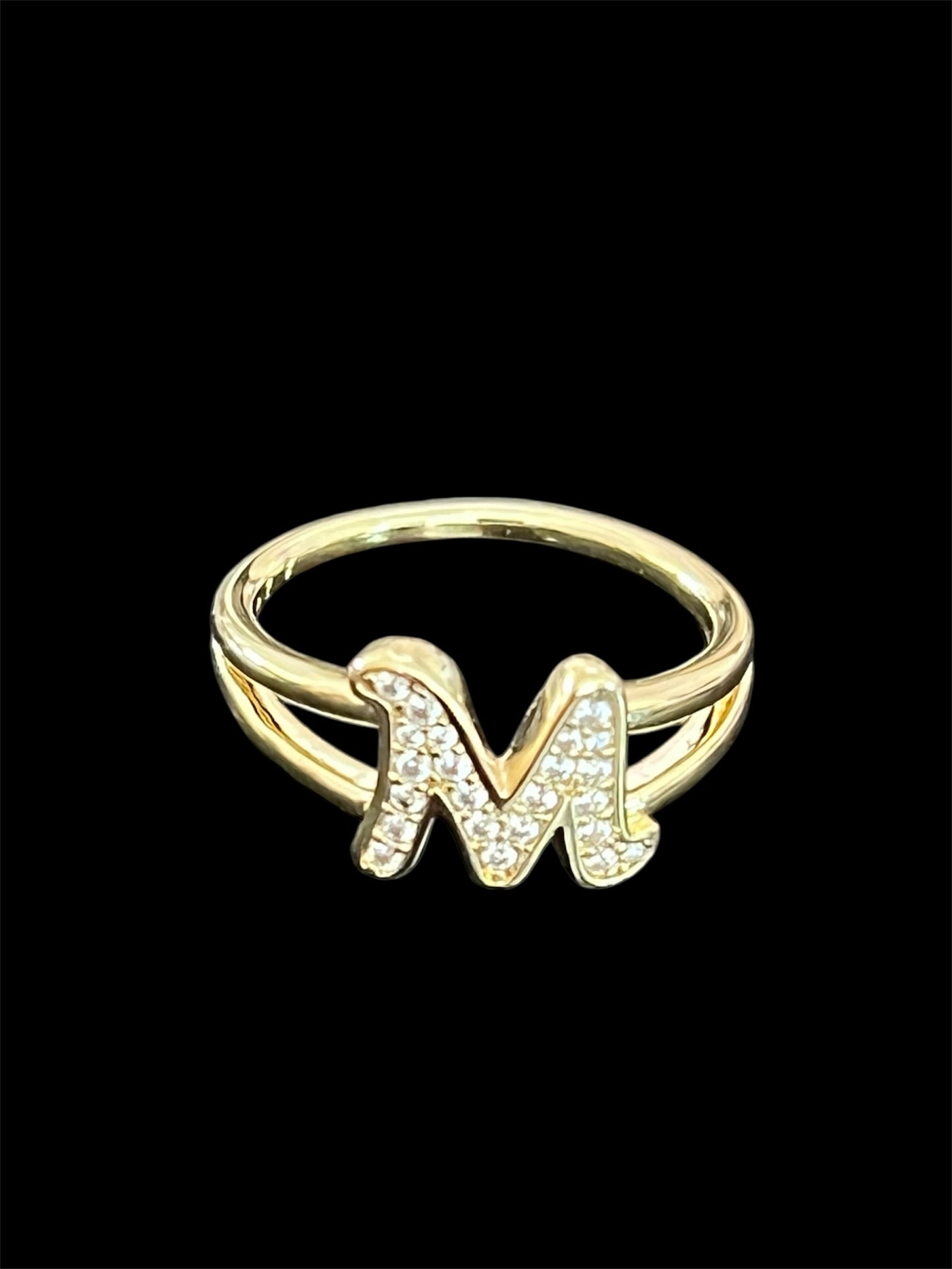 14K Gold Plated M Initial Ring