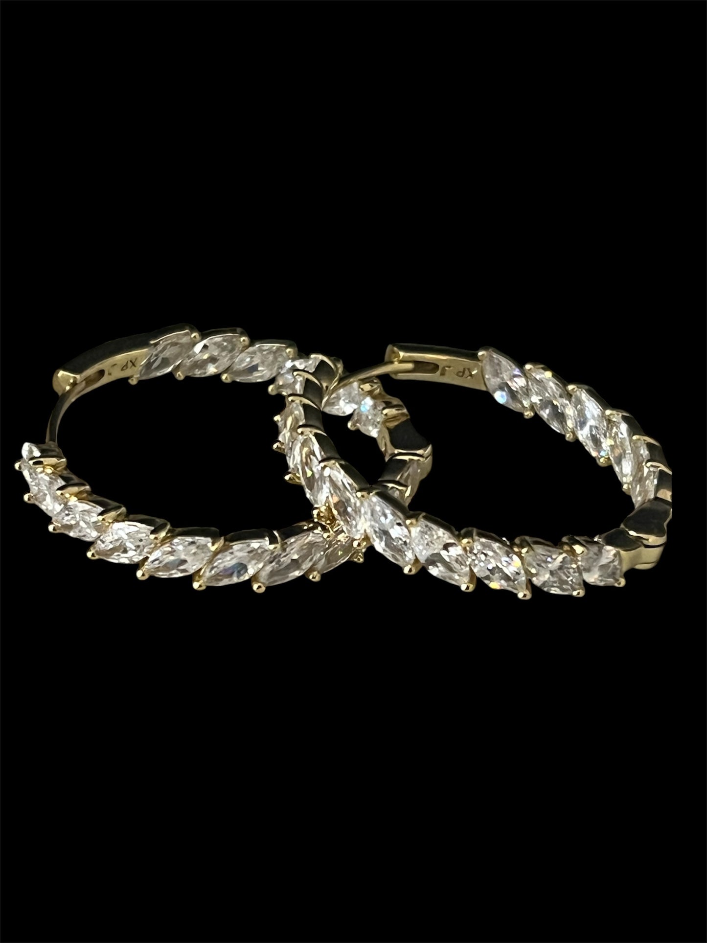 14K Gold Plated Clear Hoops