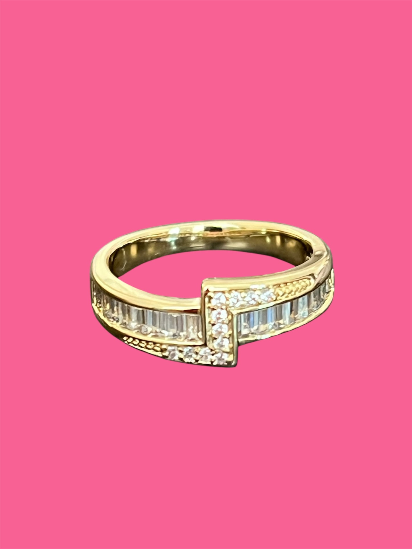 14K Gold Plated Baguette Ring