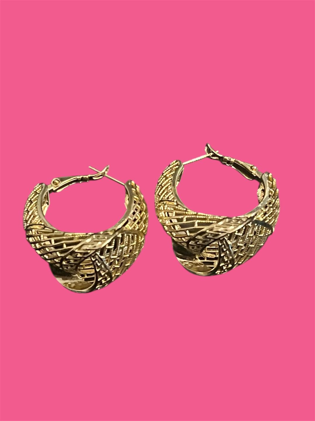 14K Gold Plated Woven Hoops