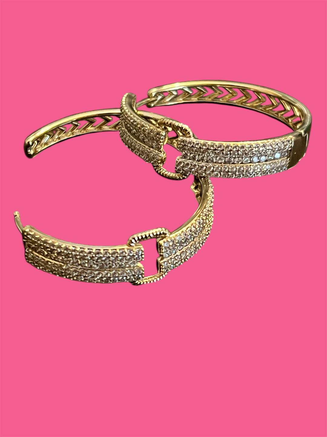 14K Gold Plated Belt Style Hoops
