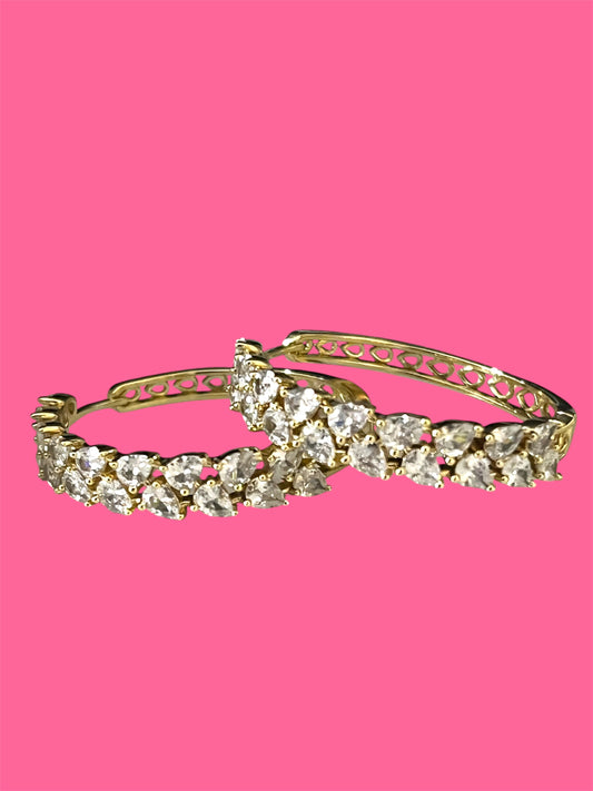 14K Gold Plated Clear Hoops