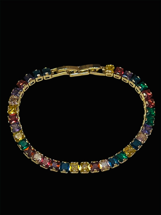 14K Gold Plated Colorful Tennis Bracelet