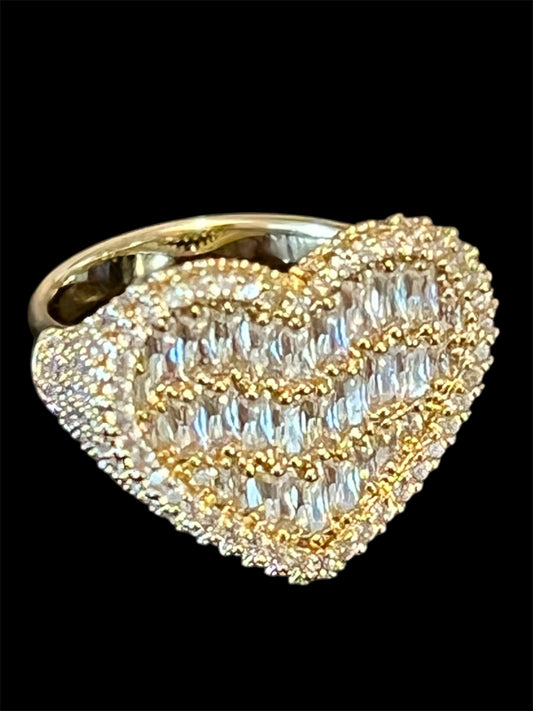 14K Gold Plated Baguette Heart Ring