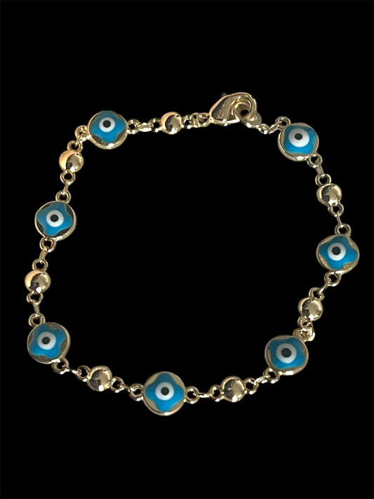 14K Gold Plated Turquoise Evil Eye Bracelet