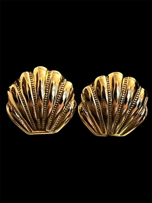 14K Gold Plated Seashell Studs