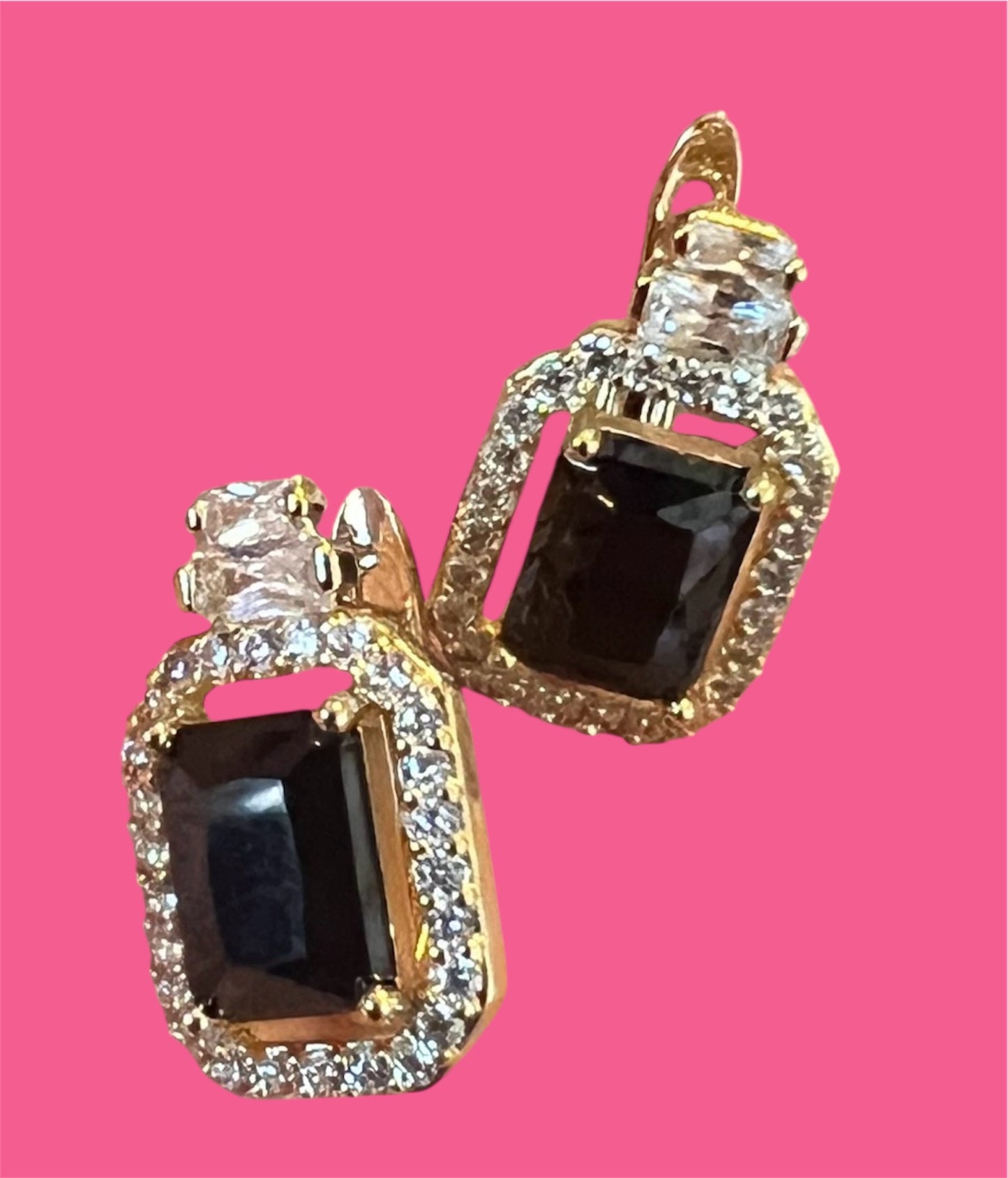 14K Gold Plated Black Square Hoops