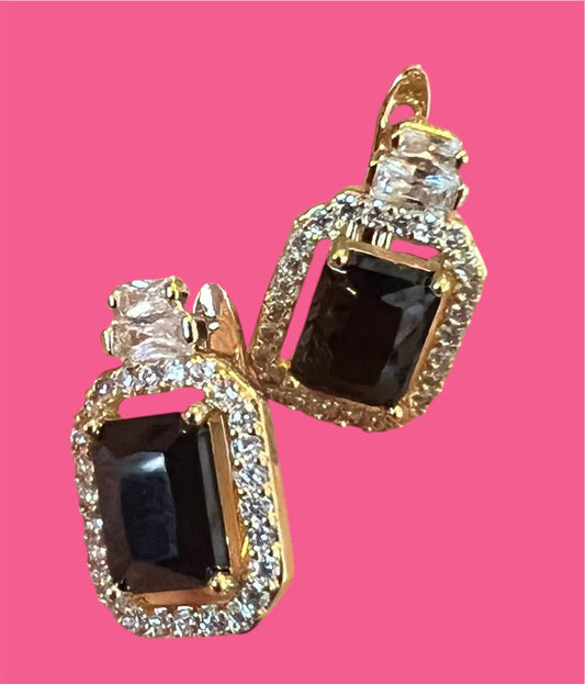 14K Gold Plated Black Square Hoops