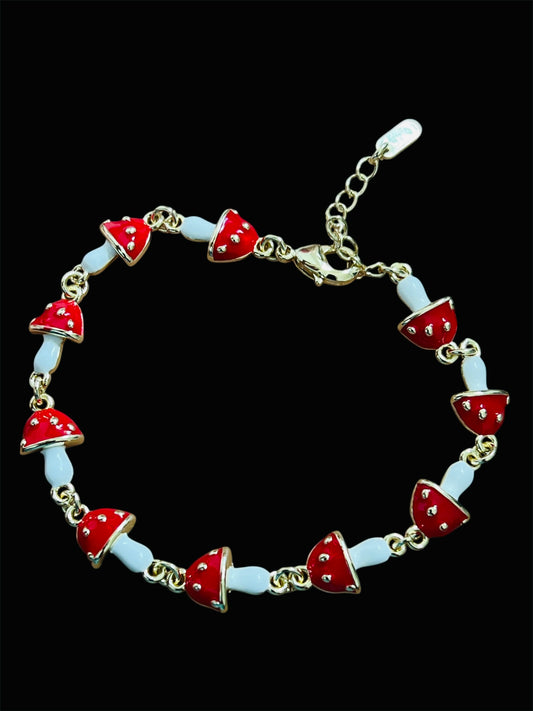 14K Gold Plated Mushroom Bracelet