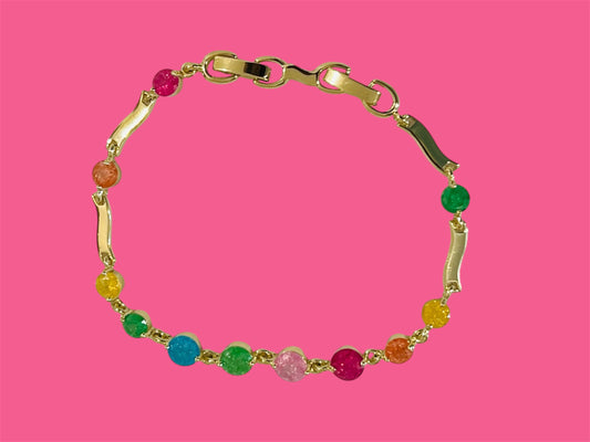14K Gold Plated Ice Crystal Multicolor Bracelet