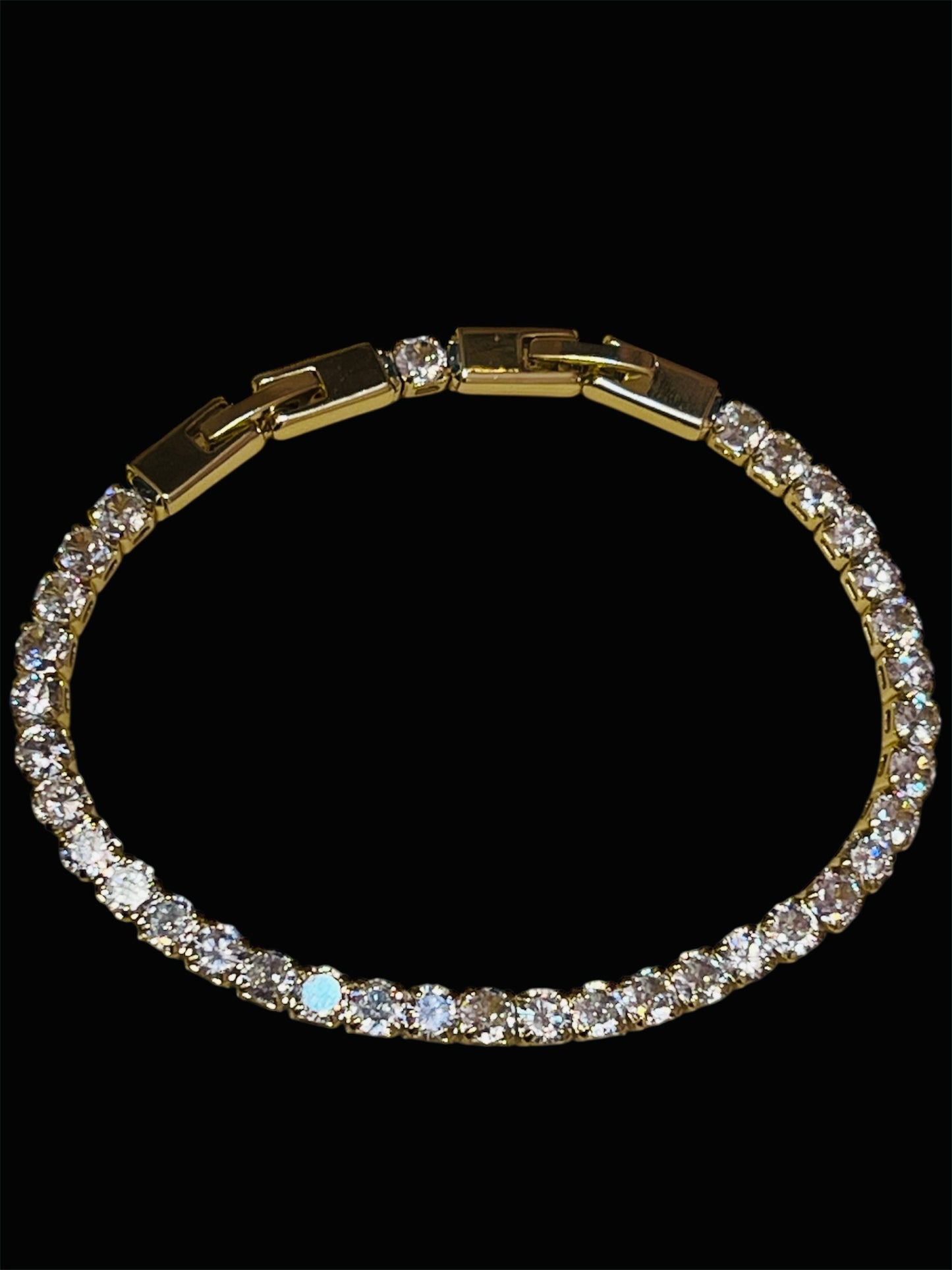 14K Gold Plated Clear Tennis Bracelet