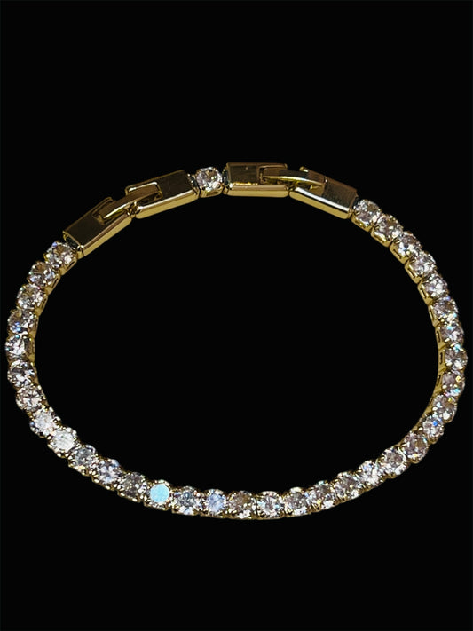 14K Gold Plated Clear Tennis Bracelet