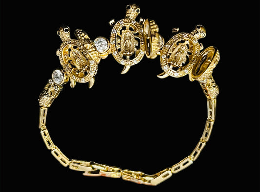 14 Gold Plated Turtle Virgen Bracelet