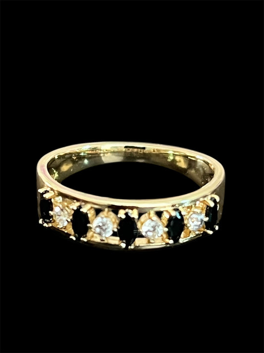 14K Gold Plated Black and Clear Ring