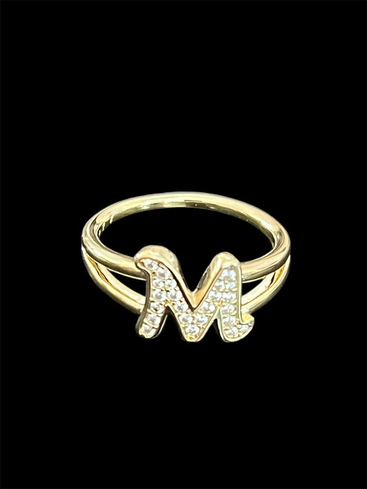 14K Gold Plated M Initial Ring