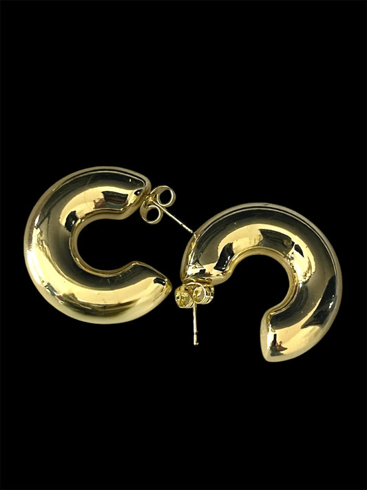 14K Gold Plated Chunky Round Hoops