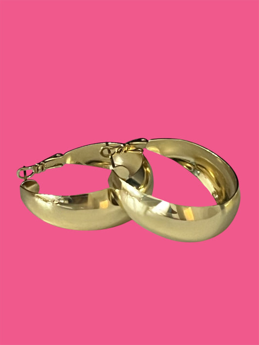 14K Gold Plated Chunky Hoops