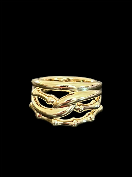 14K Gold Plated Bamboo Chunky Ring