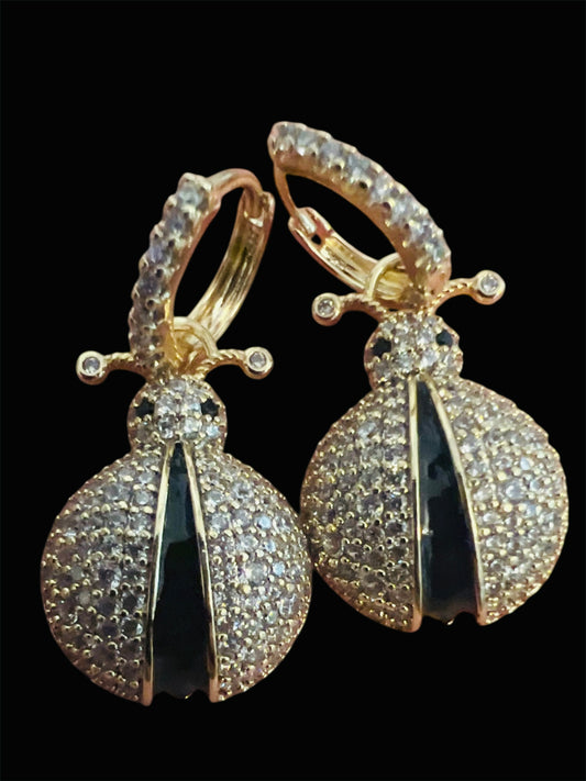 14K Gold Plated Lady Bug Hoops