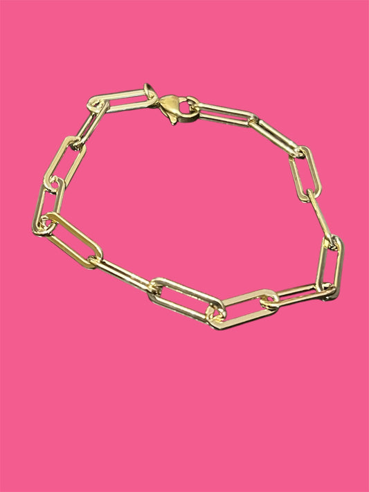 14K Gold Plated Paper Clip Bracelet