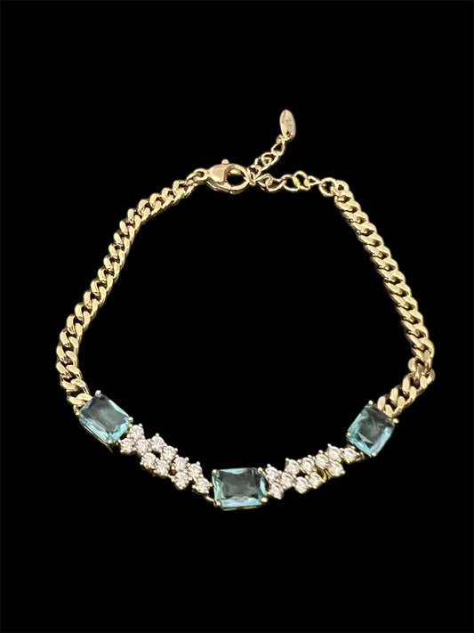 14K Gold Plated Blue Cuban Bracelet