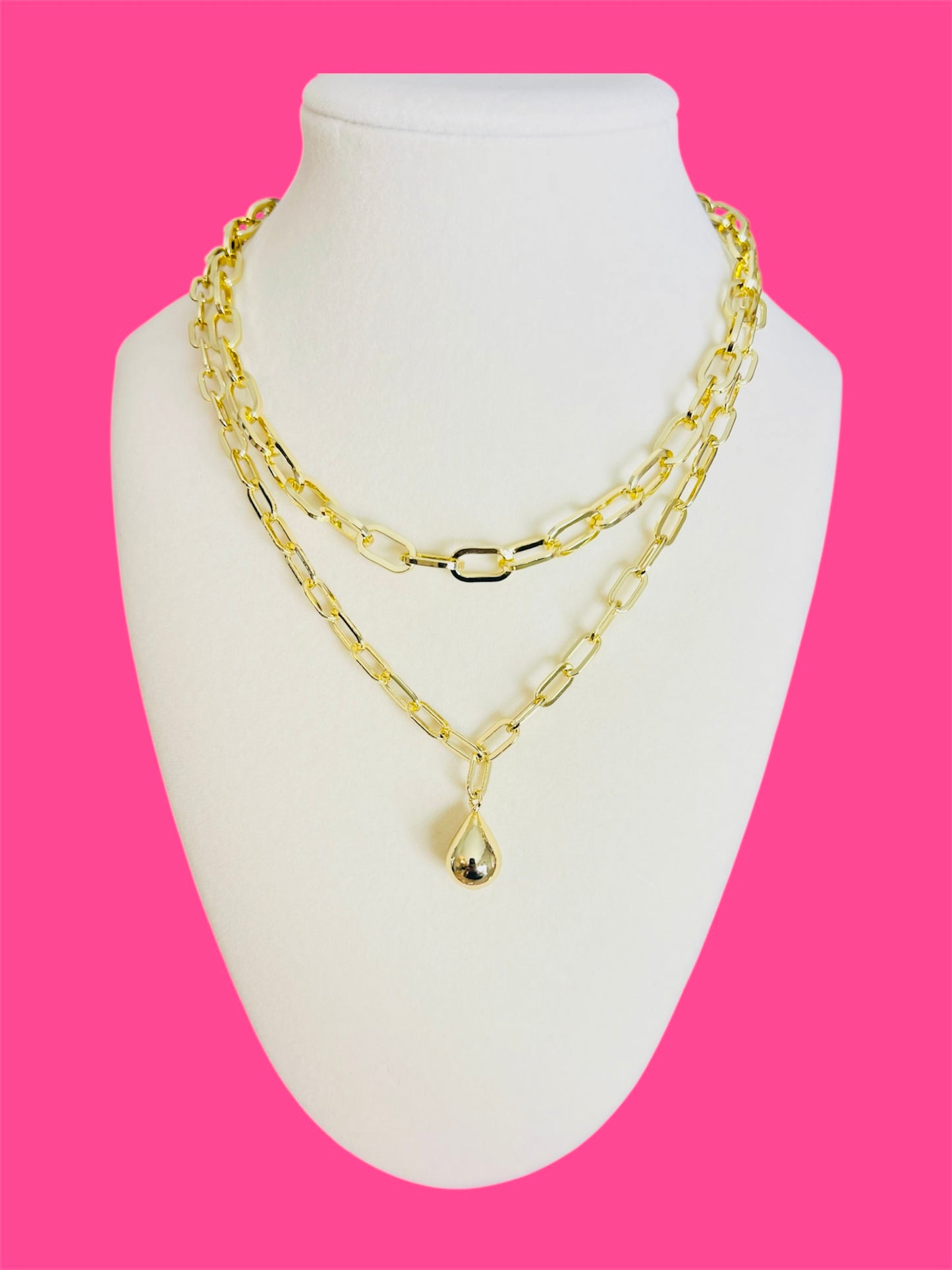 14K Gold Plated Water Drop Double Necklace