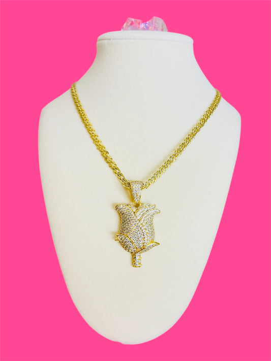 14K Gold Plated Tulipan with Spanish Necklace