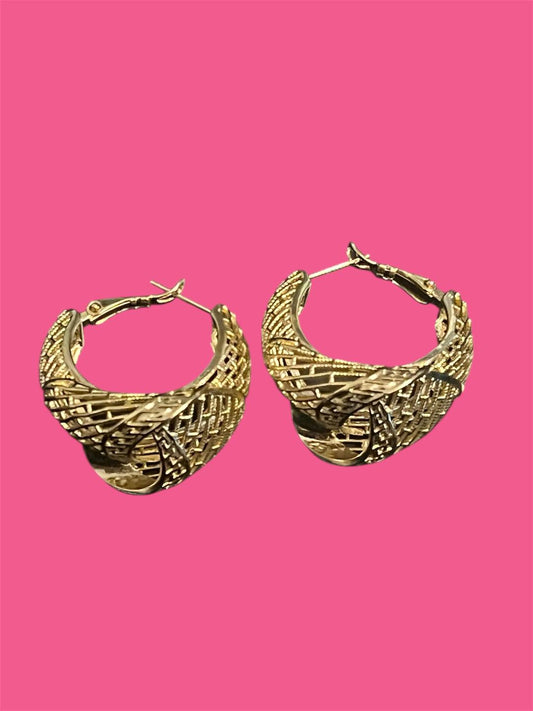 14K Gold Plated Woven Hoops