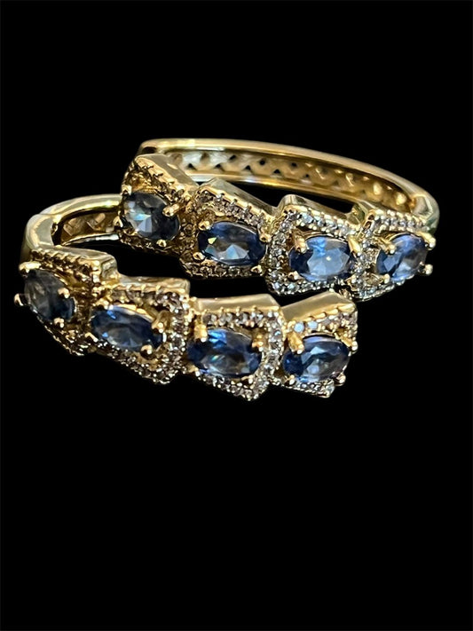 14K Gold Plated Blue Hoops