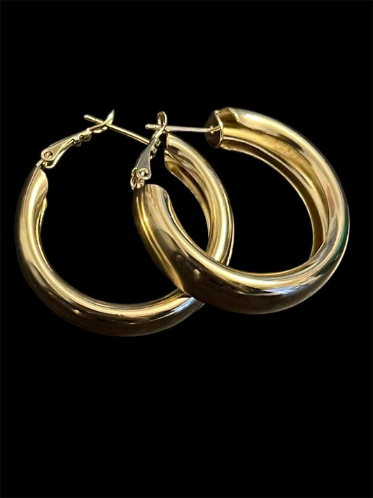14K Gold Plated Chunky Hoops