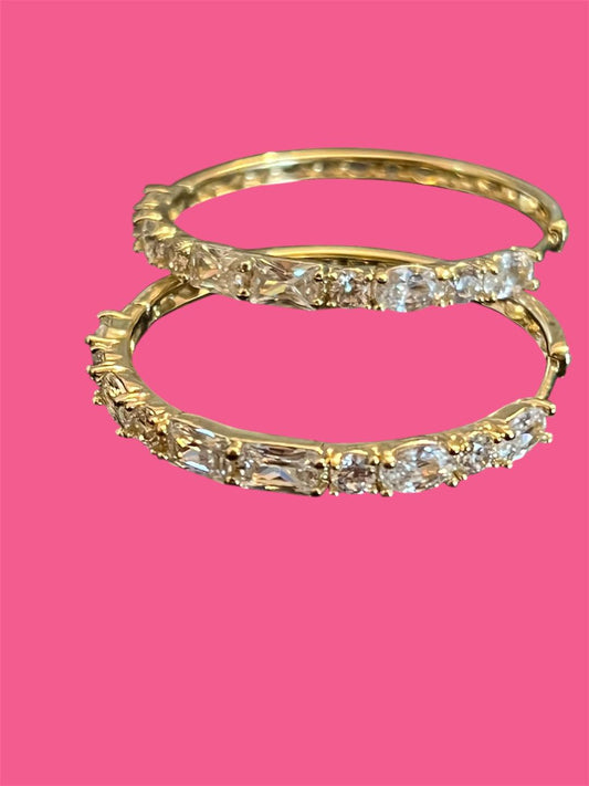14K Gold Plated Clear Hoops