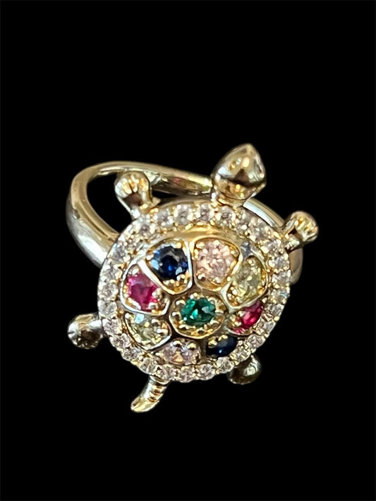 14K Gold Plated Multicolor Turtle Ring