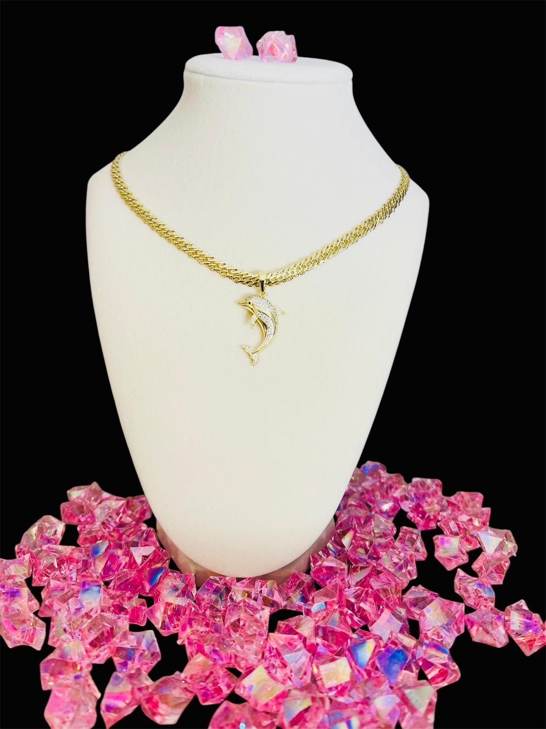 14K Gold Plated Dolphin on Spanish Necklace