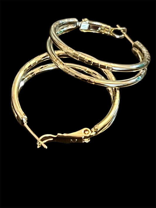 14K Gold Plated Double Style Hoops
