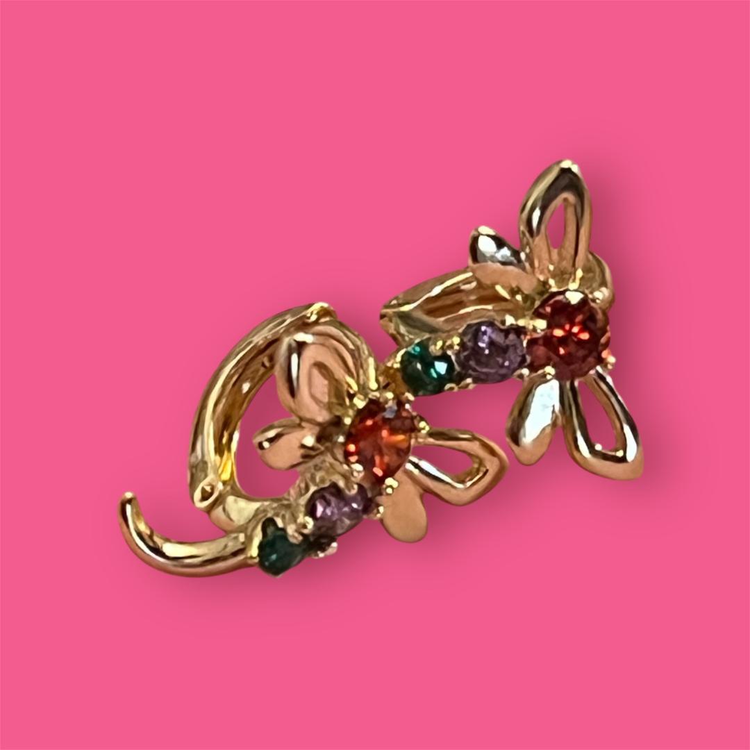 14K Gold Plated DragonFly Multi Color Hoops