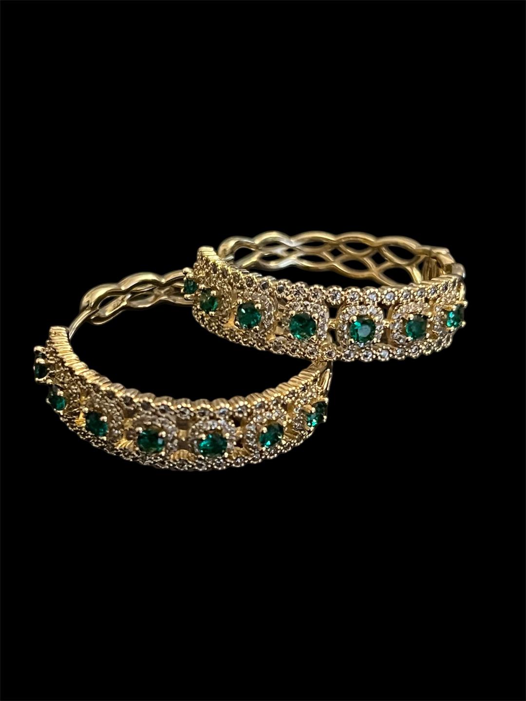 14K Gold Plated Green Hoops