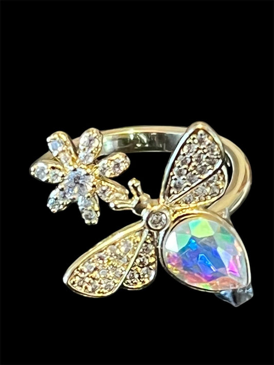 14K Gold Plated Adjustable Bee Ring