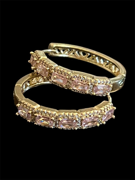 14K Gold Plated Pink Hoops