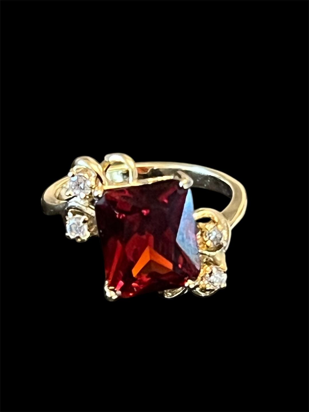 14K Gold Plated Square Flower Ring