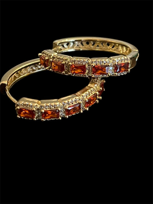 14K Gold Plated Red Hoops