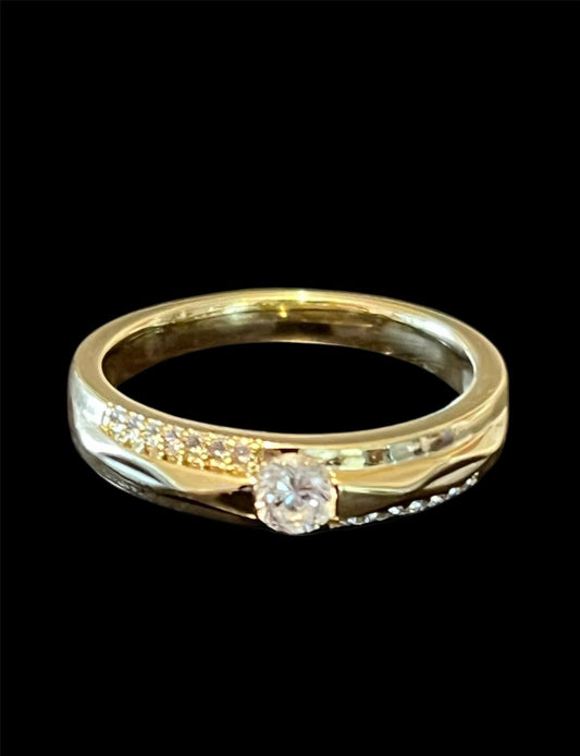 14K Gold Plated Band with Diamond Ring