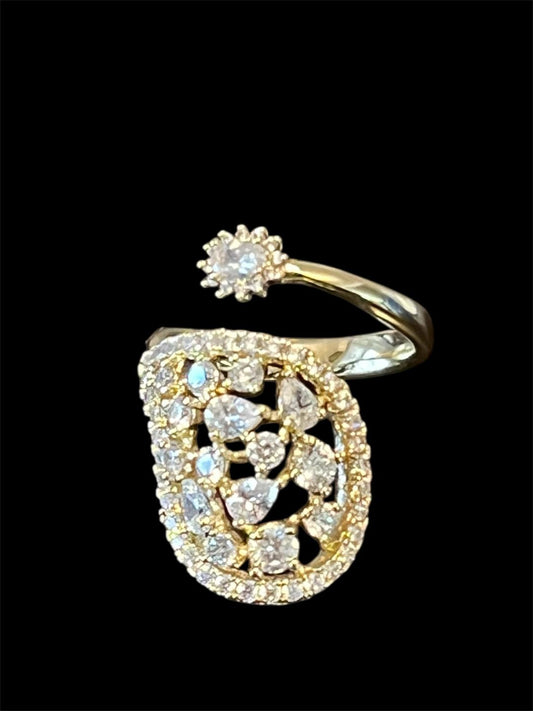 14K Gold Plated Adjustable Statement Ring