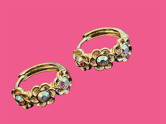 14K Gold Plated Iridescent Flower Hoops